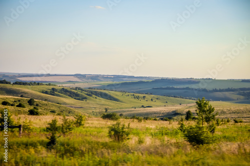 Russian open spaces. Field. Summer Russian landscapes. Road views. Summer landscape background © alenka2194