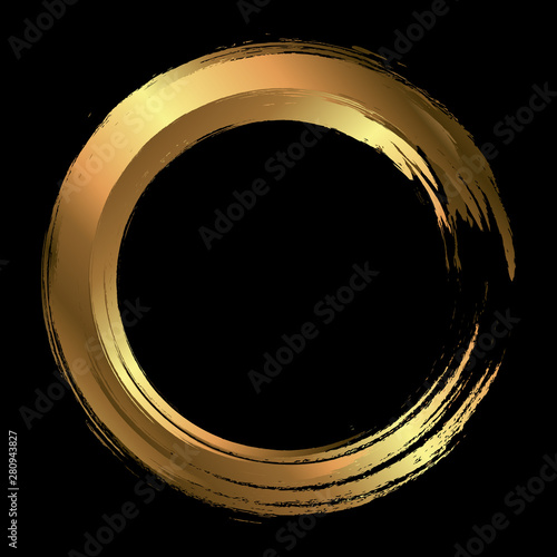 vector brush strokes circles of paint on white background. Ink hand drawn paint brush circle. Logo, label design element vector illustration. Black abstract circle. Frame.