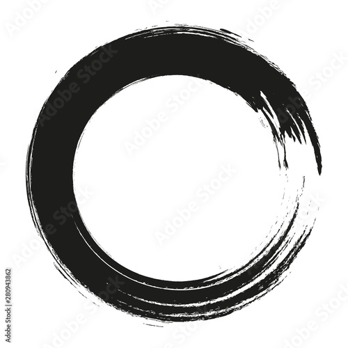 vector brush strokes circles of paint on white background. Ink hand drawn paint brush circle. Logo, label design element vector illustration. Black abstract circle. Frame.