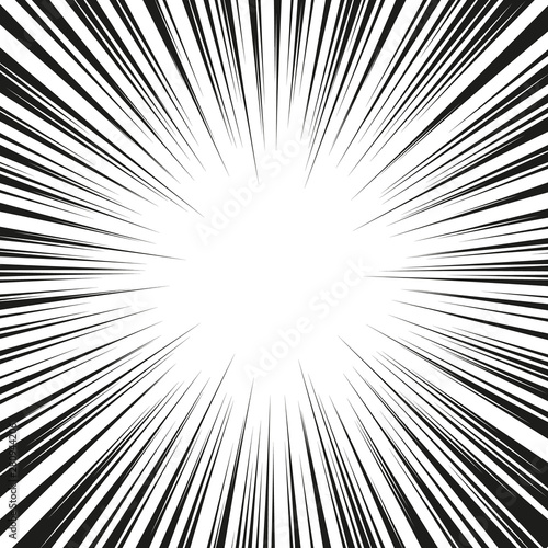 Graphic Explosion with Speed Lines. Comic Book Design Element. Retro comic style background with sun rays. Vector Illustration.