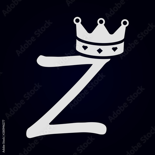 Caligrafía de la letra Z con corona en la parte superior