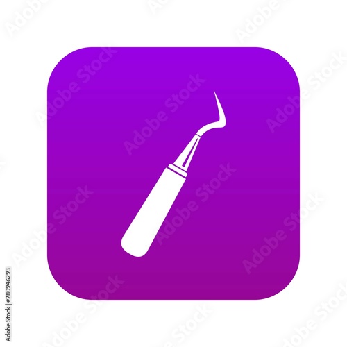 Dental probe icon digital purple for any design isolated on white vector illustration