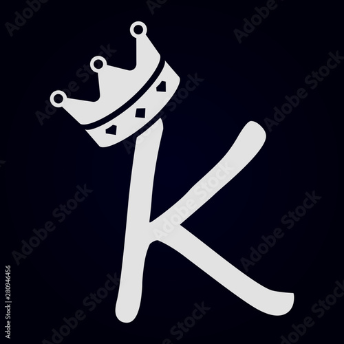 Caligrafía de la letra K con corona en la parte superior vector de Stock |  Adobe Stock
