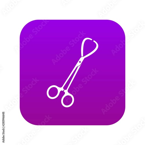 Pair of stainless steel surgical forceps icon digital purple for any design isolated on white vector illustration