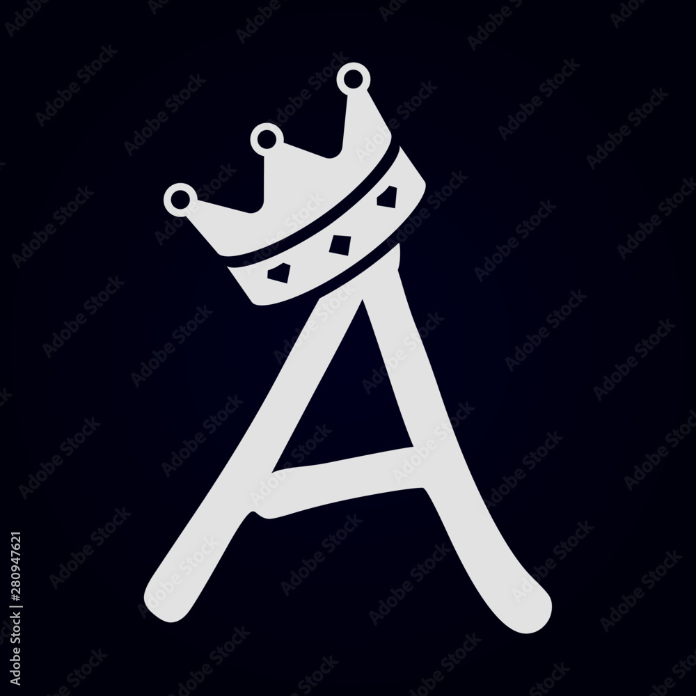 Caligrafía de la letra A con corona en la parte superior Stock Vector |  Adobe Stock