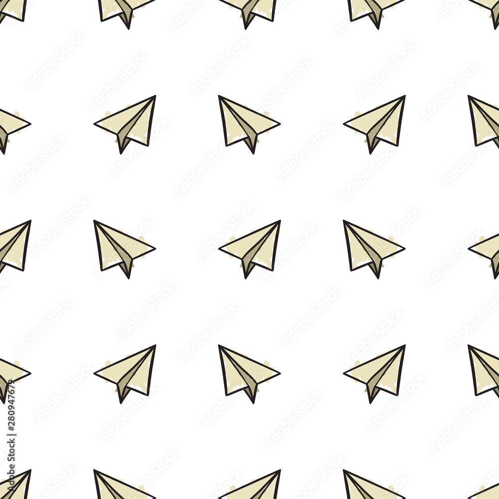 seamless pattern with paper airplanes in doodle, hand drawing style in color Vector illustration seamless pattern with paper airplanes in doodle, hand drawing style in color Vector illustration