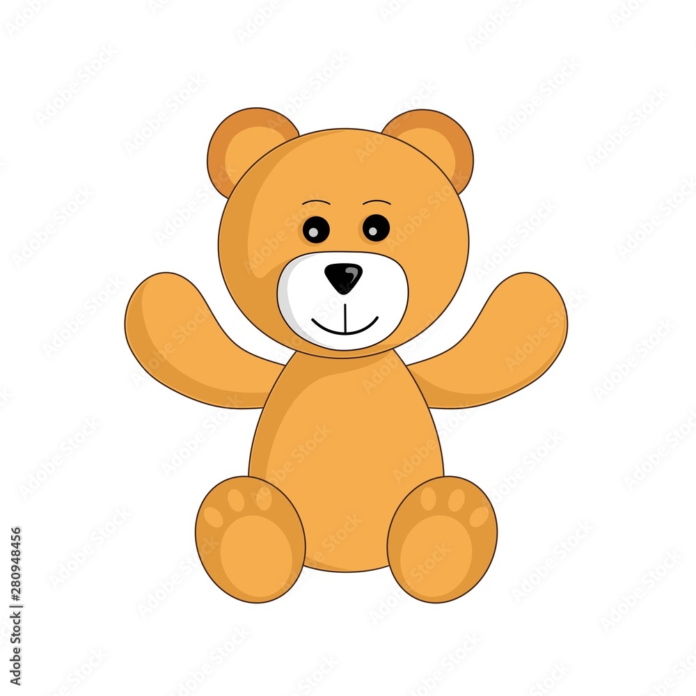 Obraz premium cute toy bear sitting and raising his arms vector image for children