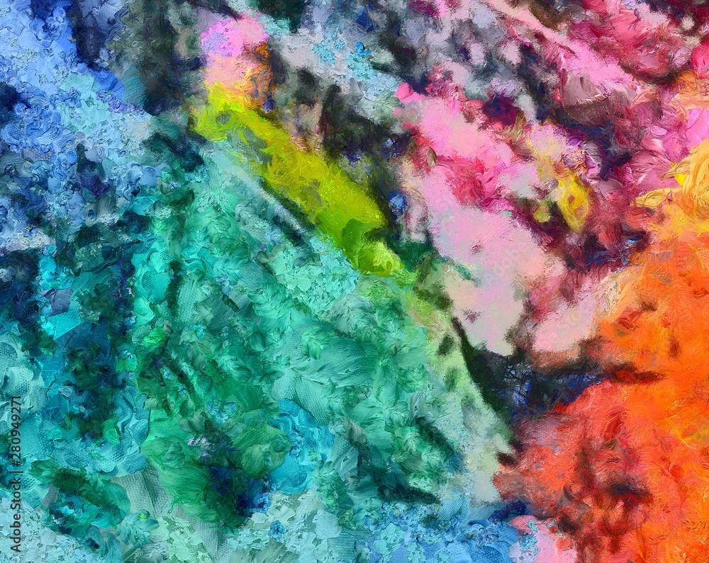 Naklejka premium Detailed close-up grunge clouds abstract background. Dry brush strokes hand drawn oil painting on canvas texture. Creative simple pattern for graphic work, web design or wallpaper. Chaotic splashes.