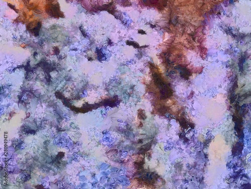 Detailed close-up grunge clouds abstract background. Dry brush strokes hand drawn oil painting on canvas texture. Creative simple pattern for graphic work, web design or wallpaper. Chaotic splashes.