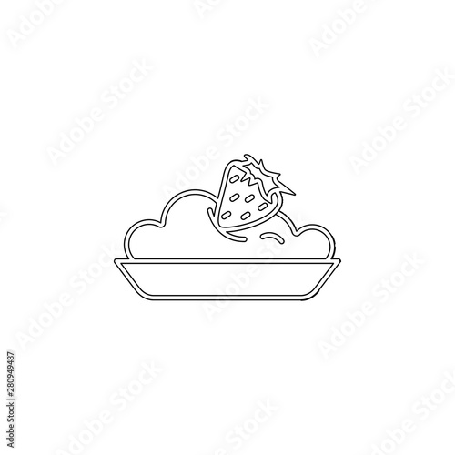 ice cream with strawberries in plate icon. Element of ice cream for mobile concept and web apps icon. Outline  thin line icon for website design and development  app development