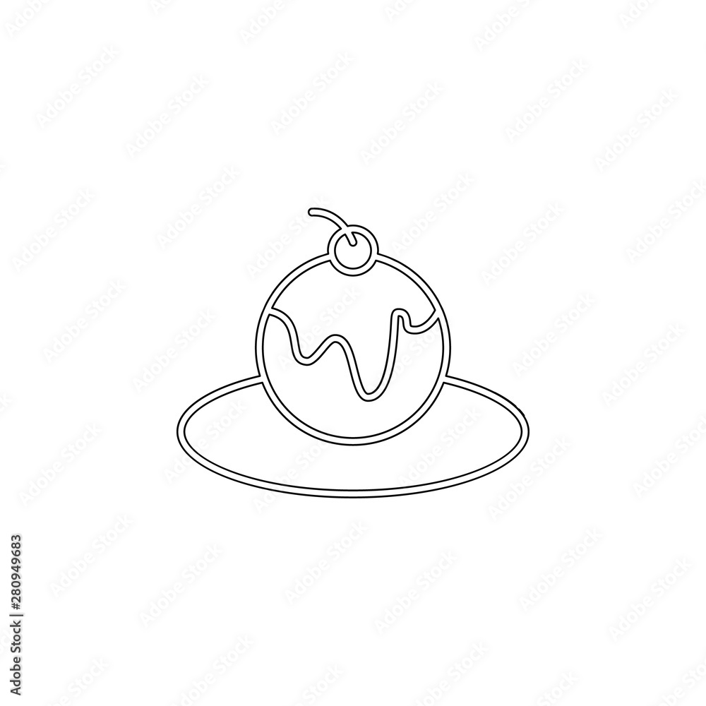 Obraz premium ice cream in plate icon. Element of ice cream for mobile concept and web apps icon. Outline, thin line icon for website design and development, app development