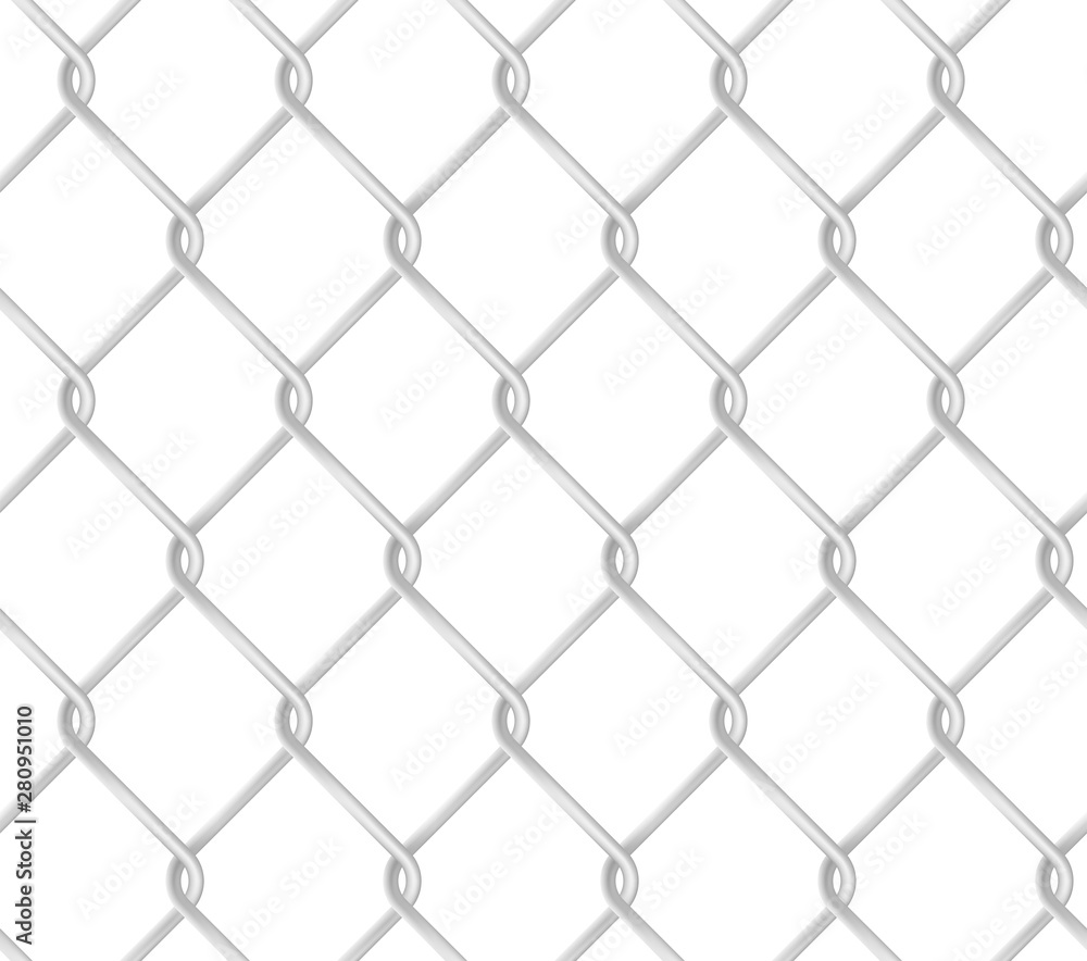Seamless chain link fence pattern. Realistic metal wire fence vector