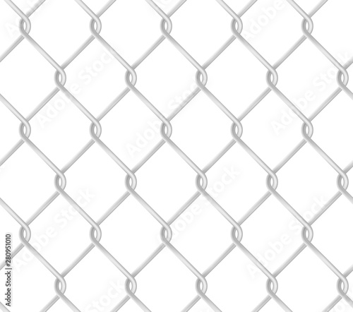 Seamless chain link fence pattern. Realistic metal wire fence vector texture.