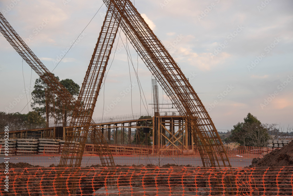 Fototapeta premium The pillars of the viaduct under construction 02