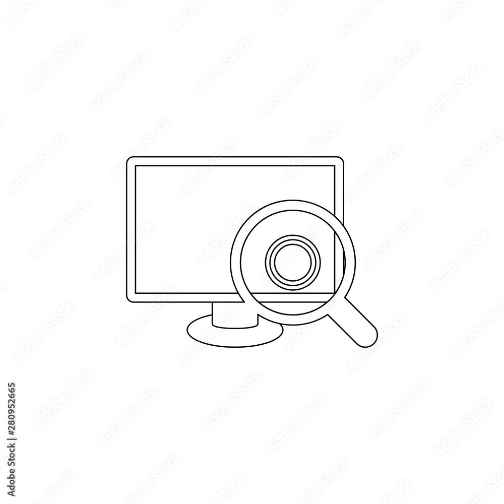 virus scan in computer icon. Element of virus antivirus for mobile concept and web apps icon. Outline, thin line icon for website design and development, app development virus scan in computer icon. Element of virus antivirus for mobile concept and web apps icon. Outline, thin line icon for website design and development, app development