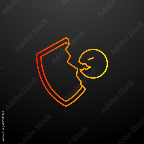 The virus eats the shield nolan icon. Elements of virus antivirus set. Simple icon for websites, web design, mobile app, info graphics