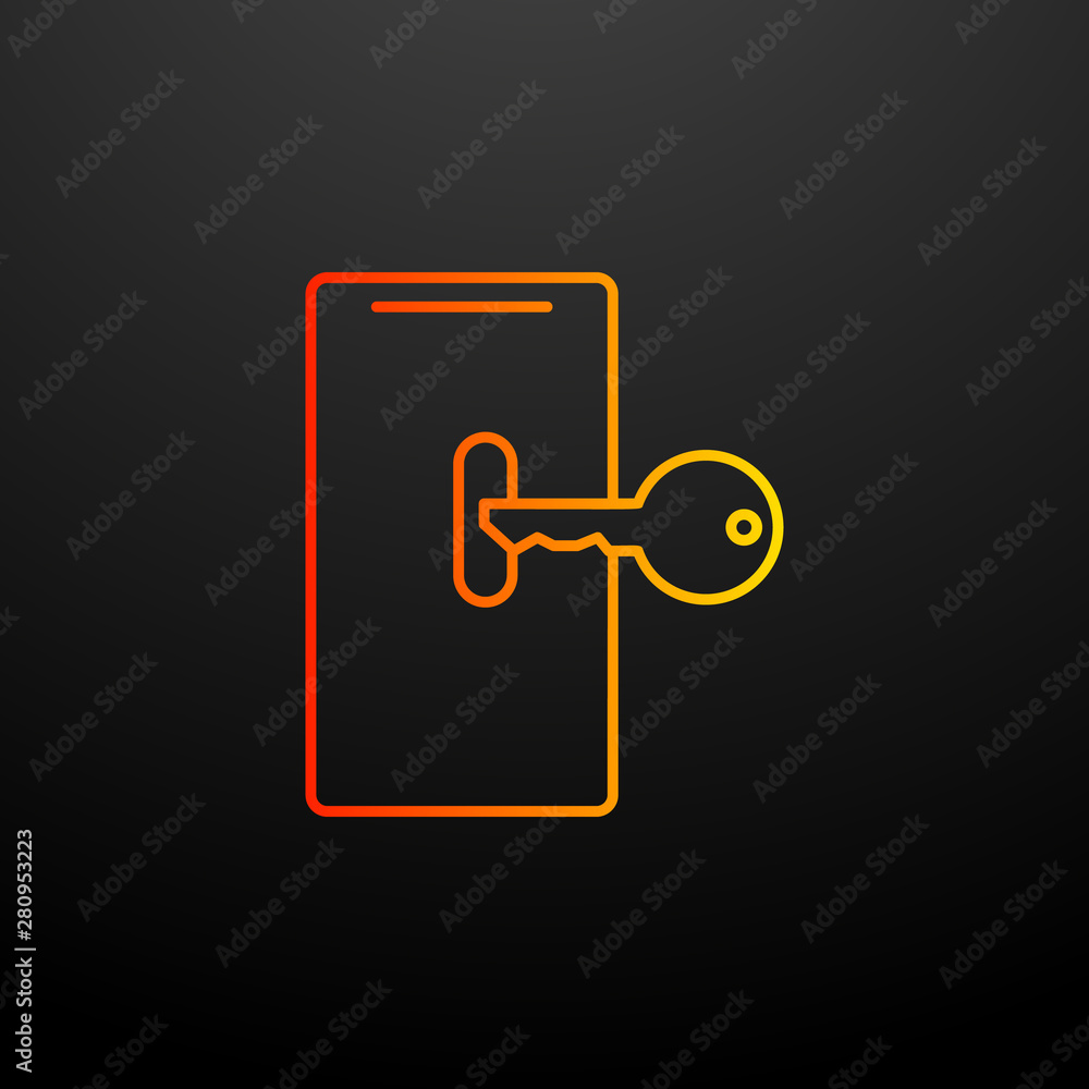 Key to smart phone nolan icon. Elements of virus antivirus set. Simple icon for websites, web design, mobile app, info graphics Key to smart phone nolan icon. Elements of virus antivirus set. Simple icon for websites, web design, mobile app, info graphics