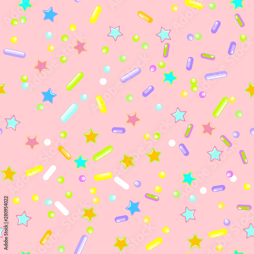 Sprinkle Cupcake Donut Topping. Seamless Pattern 