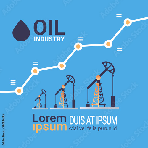 oil pump rig energy industrial drilling fossil fuels production concept oil industry infographics timeline flat copy space