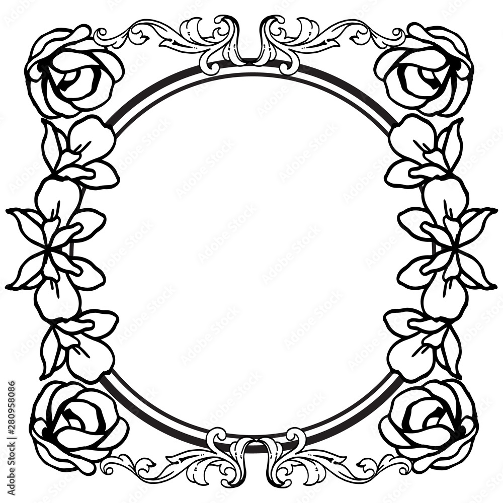 Design greeting card with beauty of black and white flower frame. Vector Design greeting card with beauty of black and white flower frame. Vector