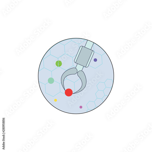 Biotechnology, Nano robot in badge icon. Element of biotechnology color icon