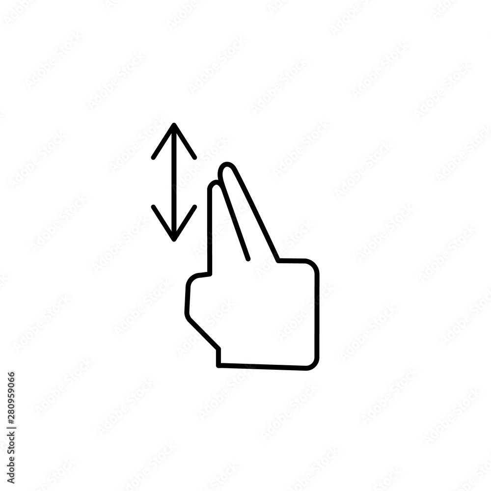 Double swipe, touch gesture icon. Element of corruption icon. Thin line icon on white background Double swipe, touch gesture icon. Element of corruption icon. Thin line icon on white background