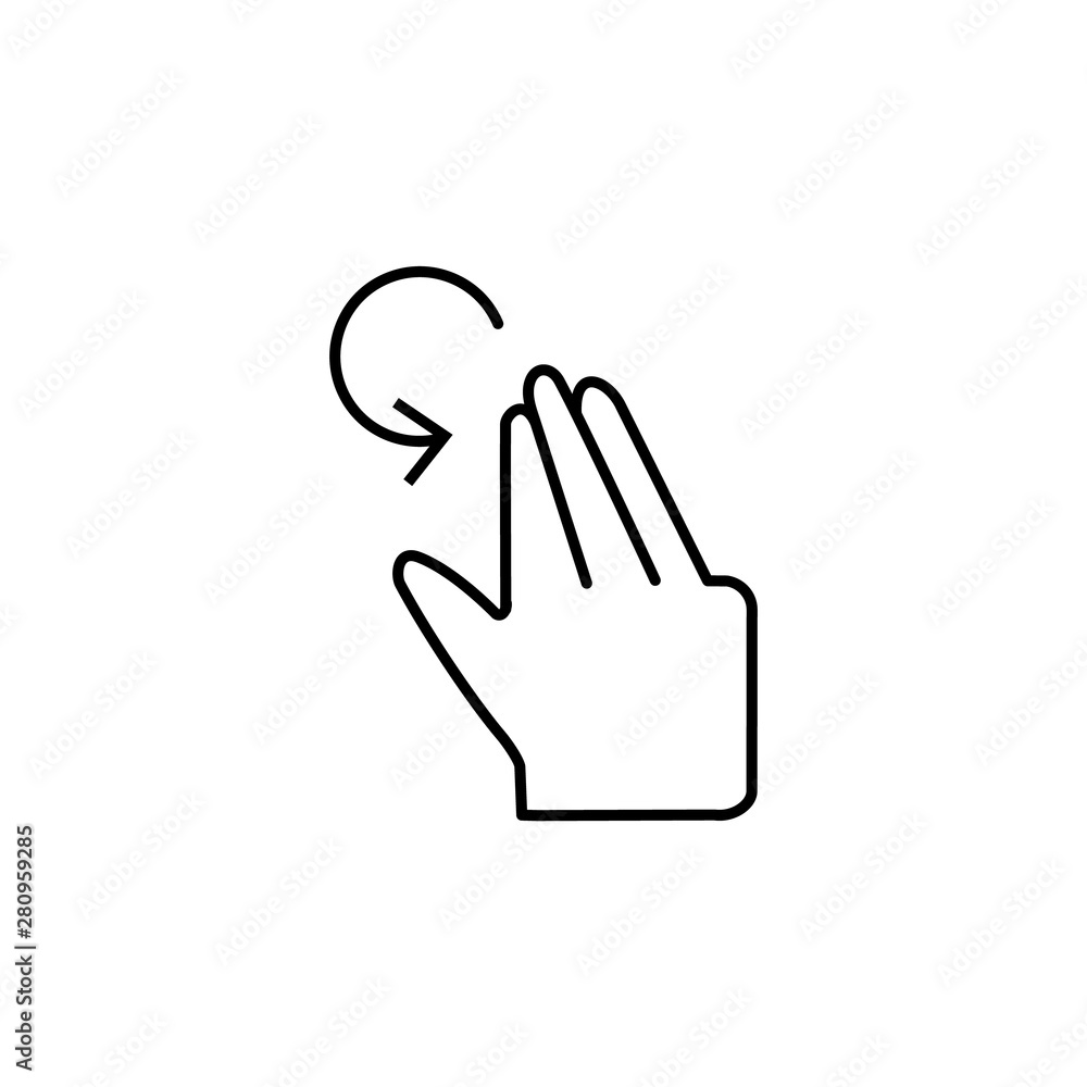 Obraz premium Finger, rotate, touch icon. Element of corruption icon. Thin line icon on white background