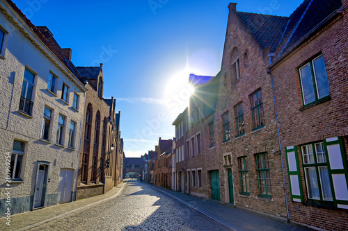 Obraz na płótnie A view of the streets and architecture of Bruges (Brugge), Belgium. w salonie