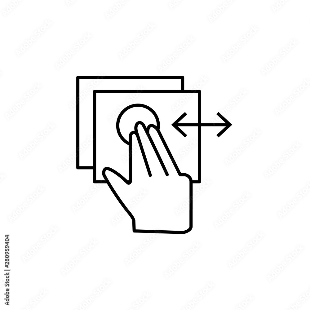 Slide, document, touch, finger icon. Element of corruption icon. Thin line icon on white background