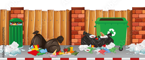 Street scene with rubbish