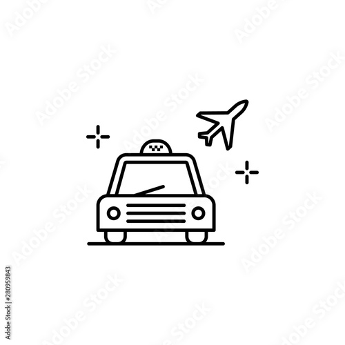 Taxi to airport icon. Element of airport line color icon