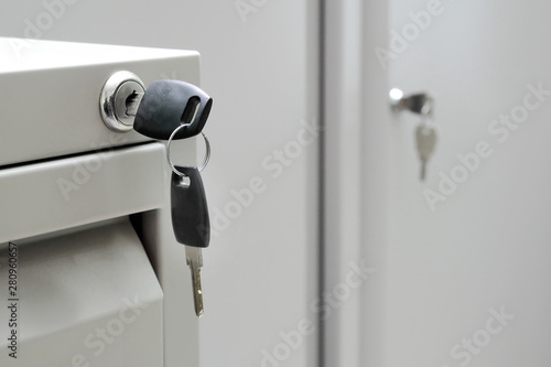 key in office cabinet lock with copy space