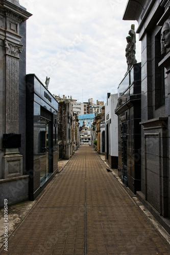 A corridor from Recoleta Cemetery  Buenos Aires  Argentina