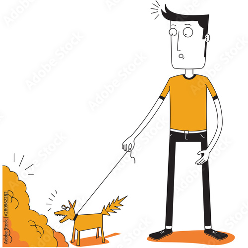 dog see something in bush and tell his master