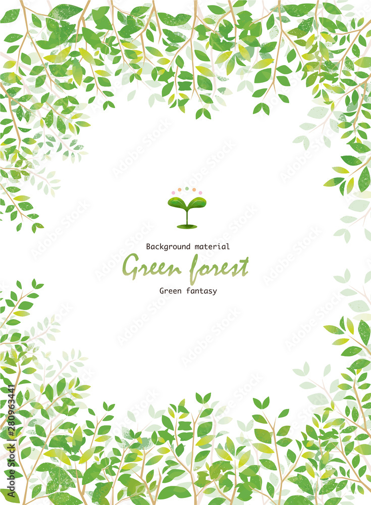 新緑 緑 木々 植物 初夏 4月 5月 6月 7月 8月 夏 真夏 春 森林 森 フレーム 囲み枠 枠 Stock Vektorgrafik Adobe Stock