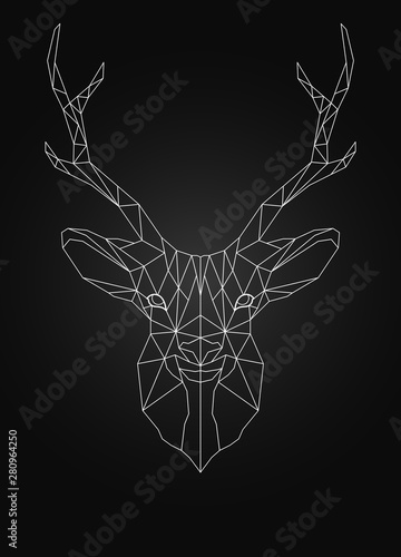 Deer head linear wire ow poly style