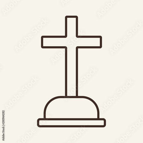 Cross vector line icon. Graves, Halloween, attribute. Holiday concept. Vector illustration can be used for topics like holiday, Halloween, death