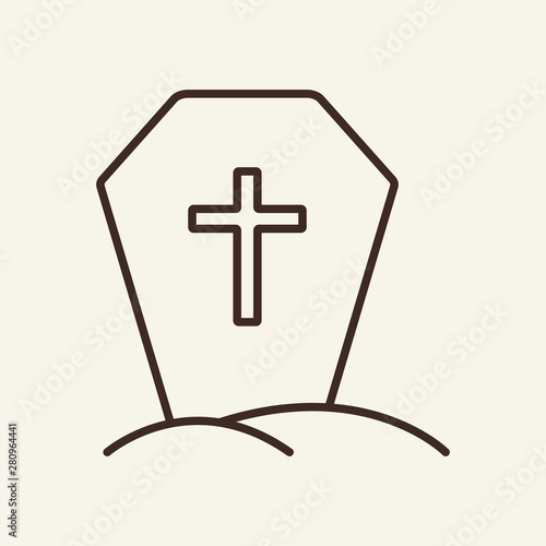 Grave vector line icon. Graves, Halloween, attribute. Holiday concept. Vector illustration can be used for topics like holiday, Halloween, death