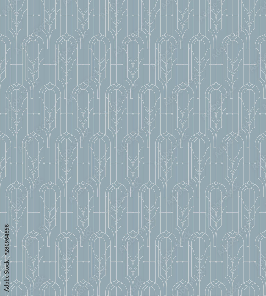 Fototapeta premium Seamless art deco vintage blue pattern