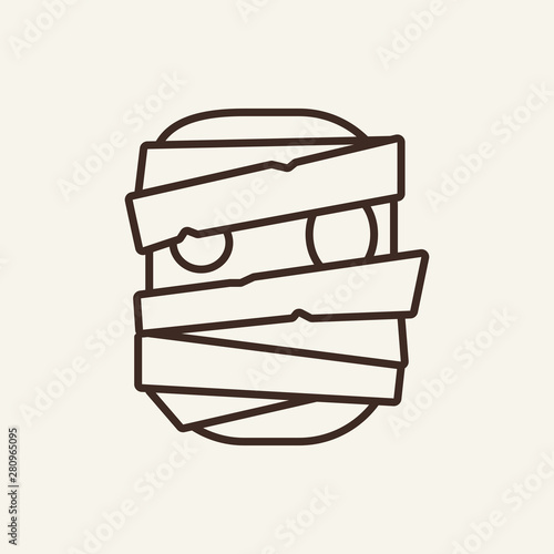 Mummy head vector line icon. Bandage, Halloween, evil. Holiday concept. Vector illustration can be used for topics like holiday, Halloween, monster