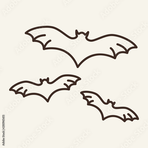 Bats vector line icon. Animal, Halloween, attribute. Holiday concept. Vector illustration can be used for topics like holiday, Halloween, animal