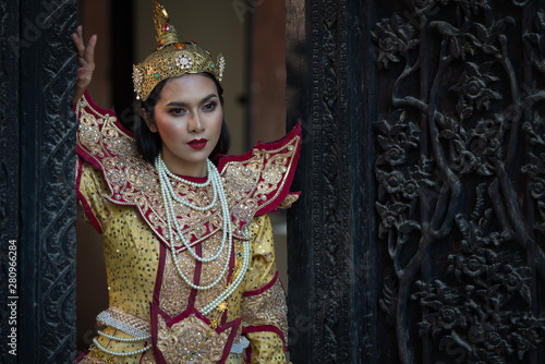 portrait women in myanmar traditional costumes