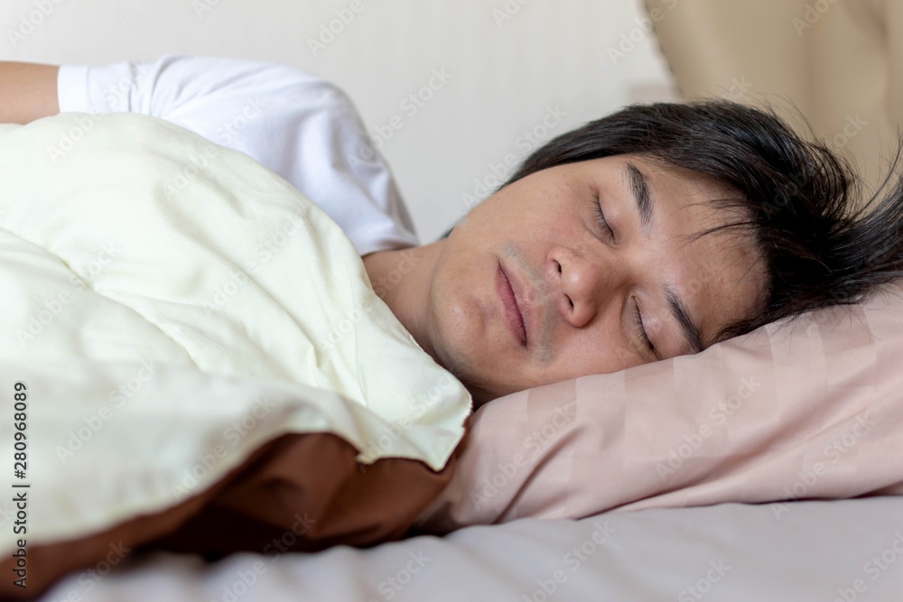 close up of asian man in sleep close up of asian man in sleep