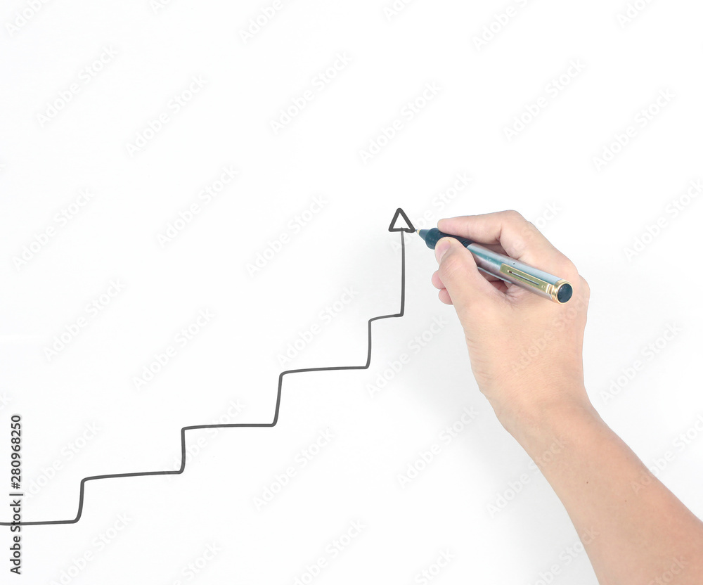 Businessman drawing chart growing graph Businessman drawing chart growing graph