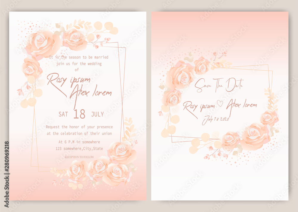 Wedding invite, invitation, save the date card design with elegant lavender garden anemone. Wedding invite, invitation, save the date card design with elegant lavender garden anemone.