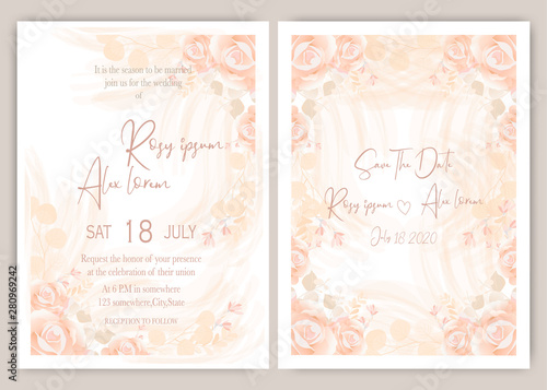 Wedding invite, invitation, save the date card design with elegant lavender garden anemone.