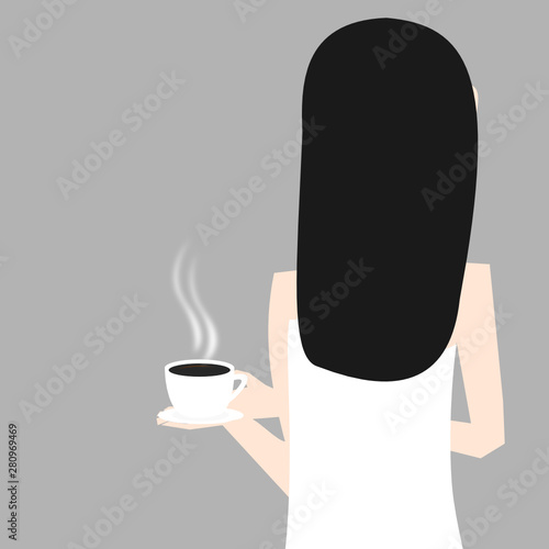 Frau von hinten mit Kaffee