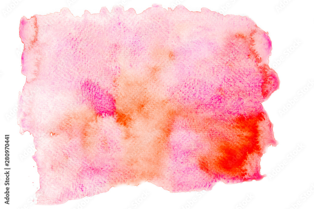 Pink and orange watercolor stain paint stroke background