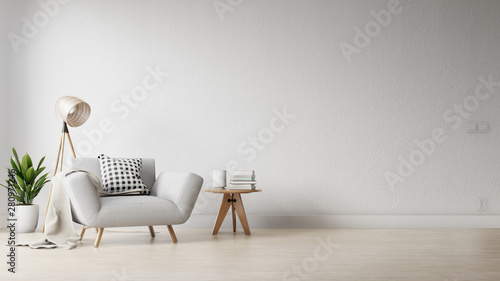Interior poster mock up living room with colorful white sofa . 3D rendering.