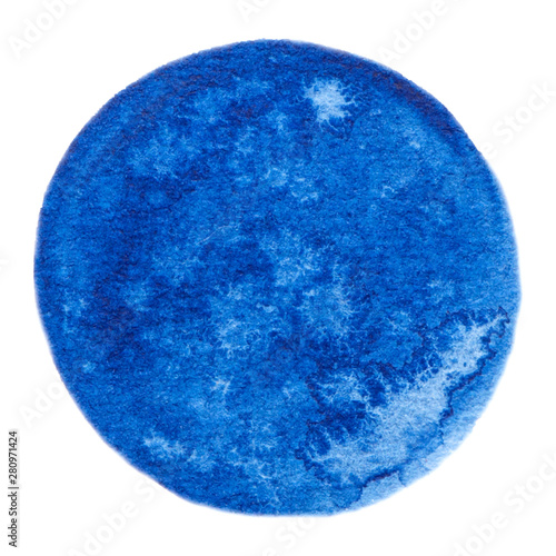 Vector round blue watercolor paint texture isolated on white for Your design